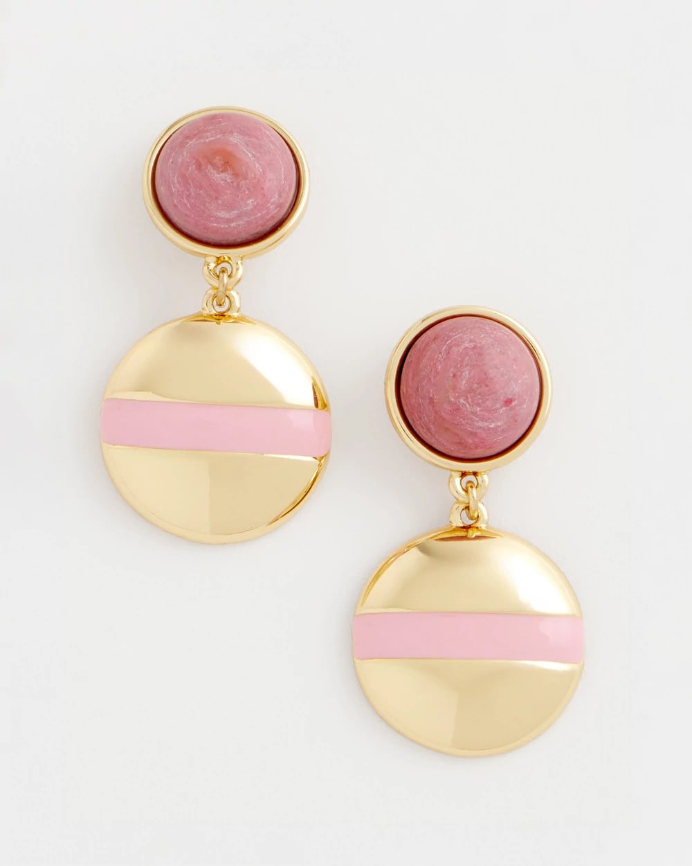 Chico's Pink Enamel Sphere Drop Earrings