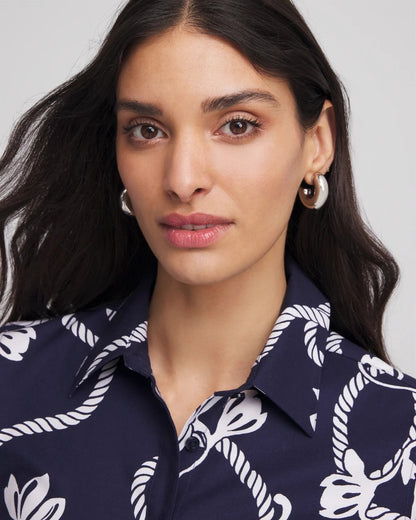 Chico's Silver Puff Hoop Earrings
