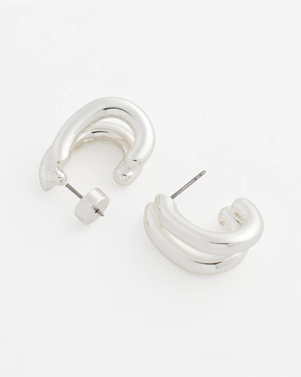 Chico's Silver Double Mini Hoop Earrings