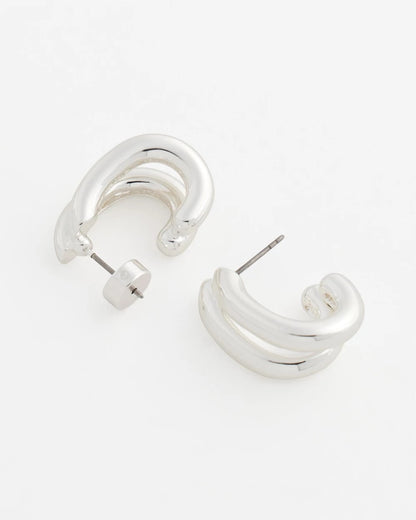 Chico's Silver Double Mini Hoop Earrings