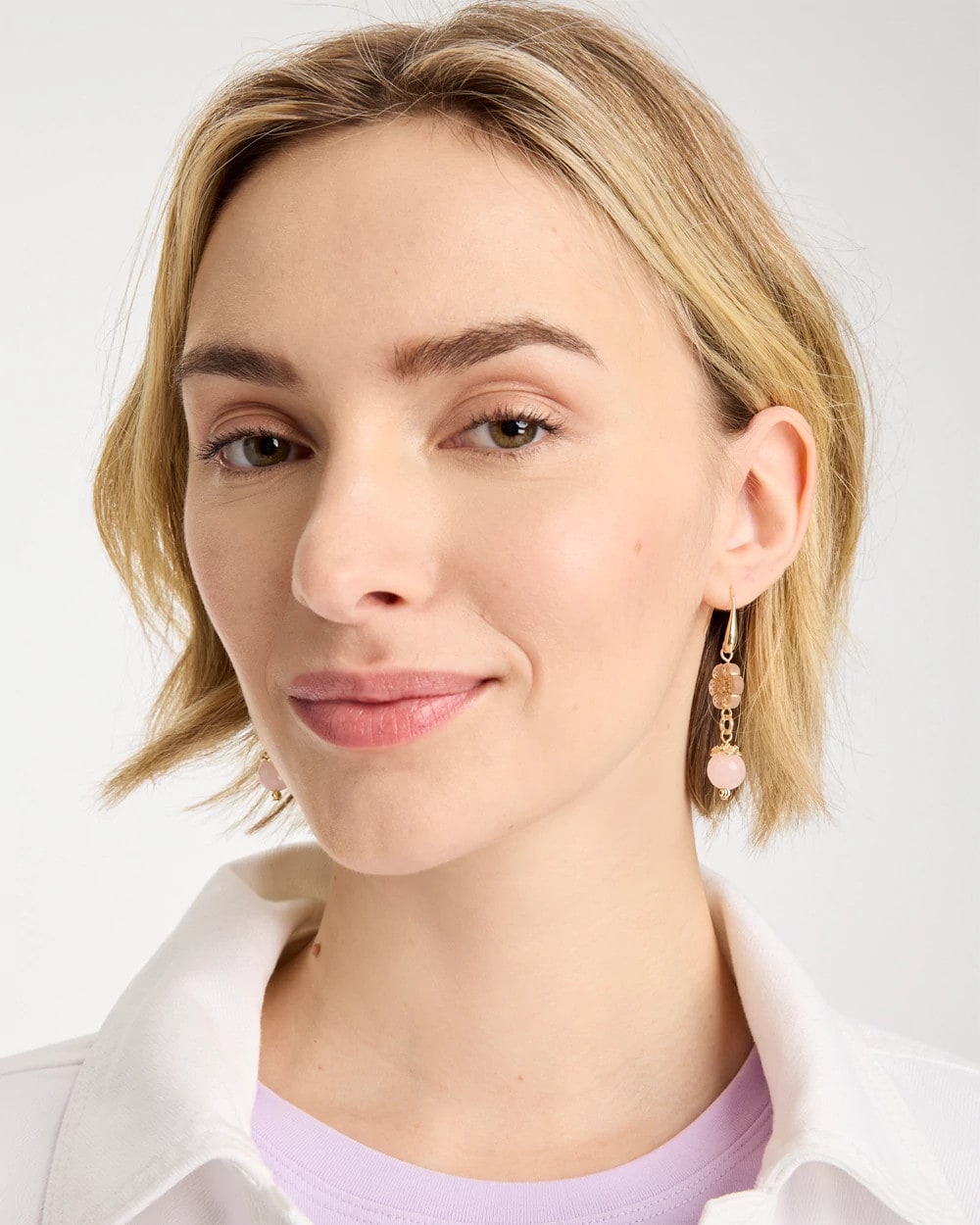 Chico's Flower Beaded Drop Earrings