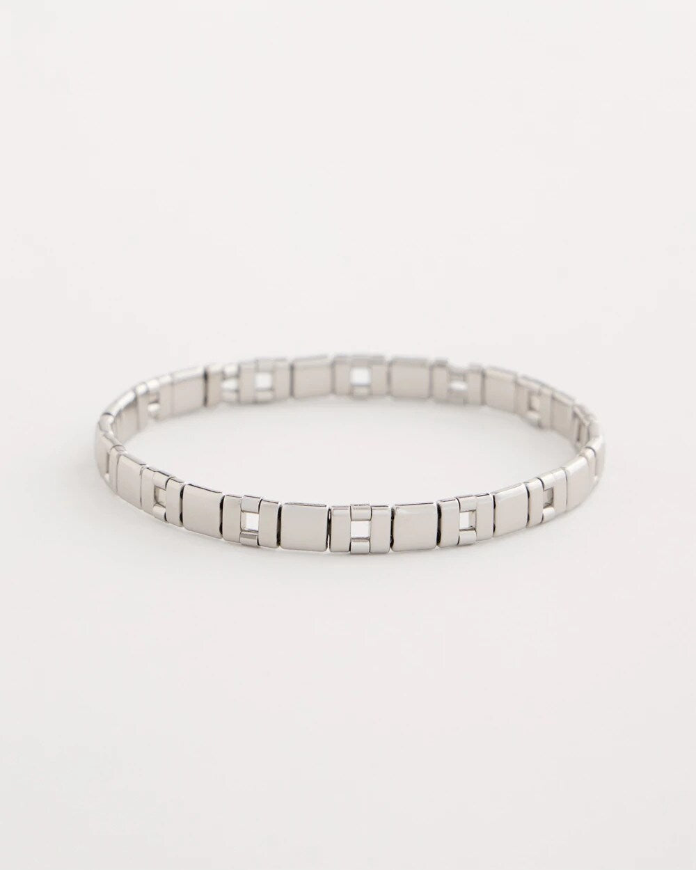 Chico's Glam Silvertone Slice Stretch Bracelet