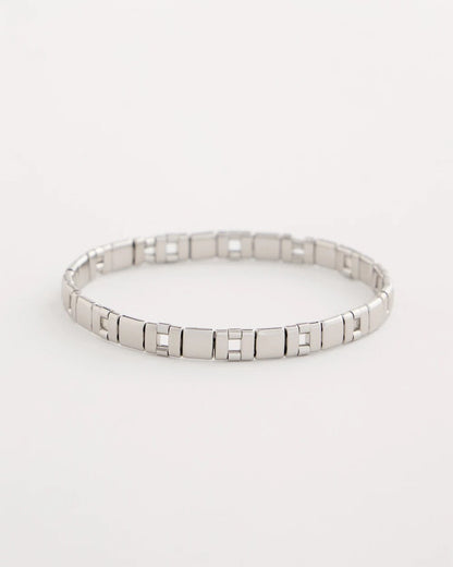 Chico's Glam Silvertone Slice Stretch Bracelet