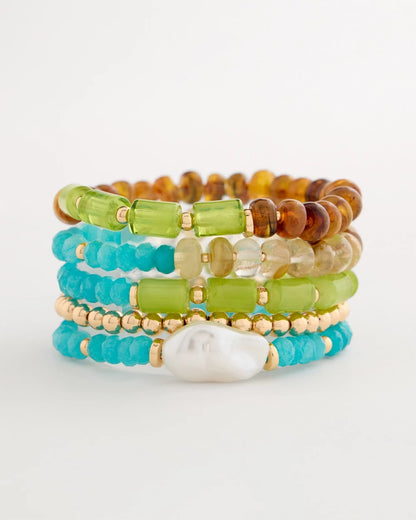Chico's Multi-Colored Stretch Set of Five Beaded Bracelets