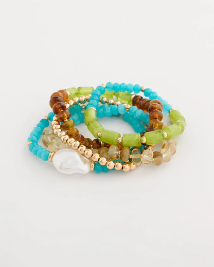 Chico's Multi-Colored Stretch Set of Five Beaded Bracelets