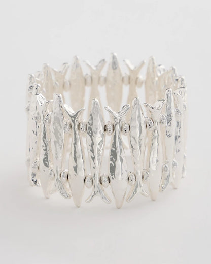 Chico's Silvertone Fish Stretch Bracelet