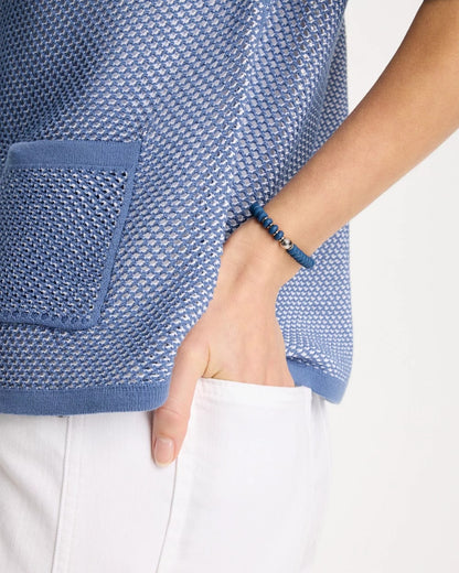 Chico's Navy Round Stretch Bracelet