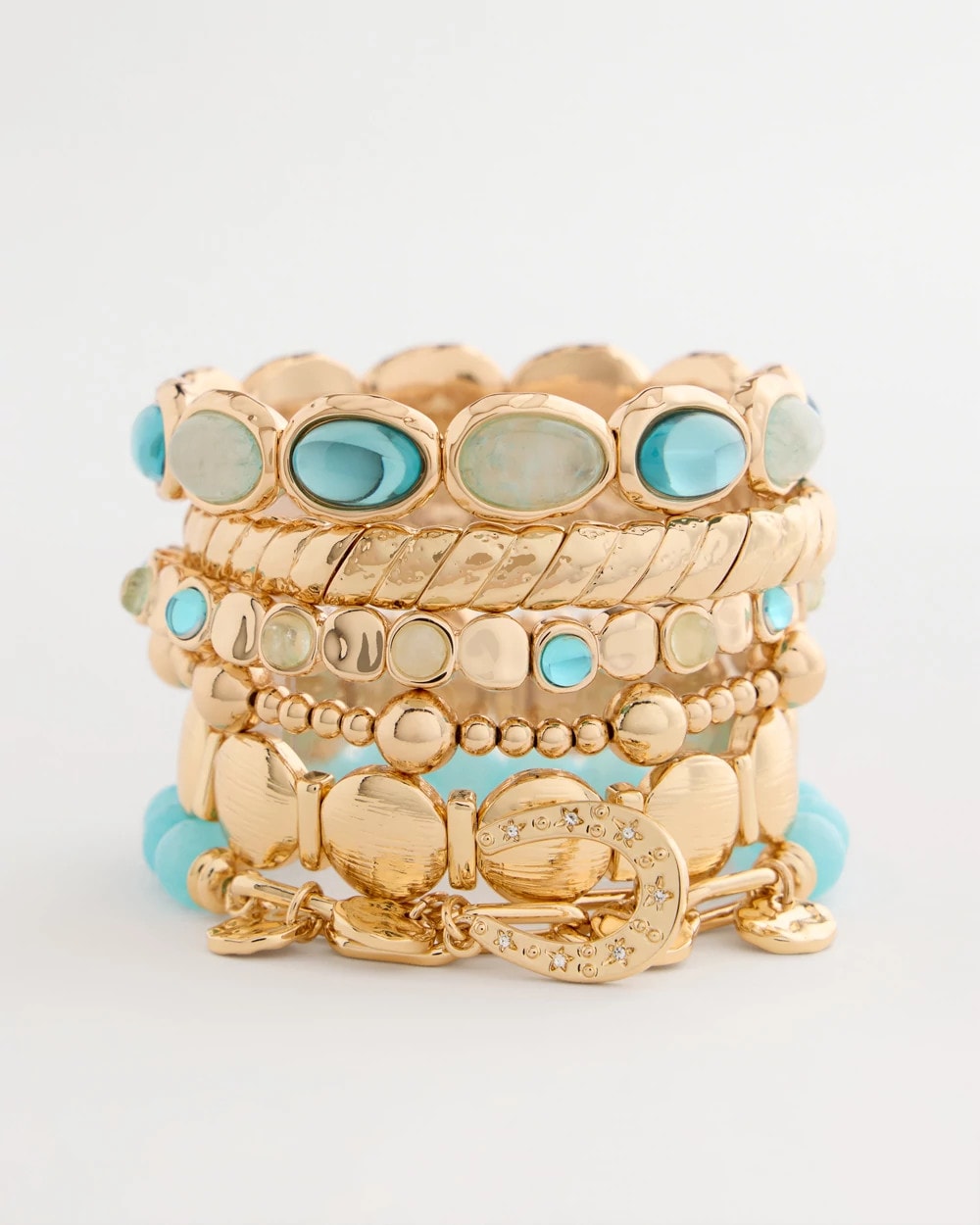 Chico's Jade Stone Link Charm Bracelet