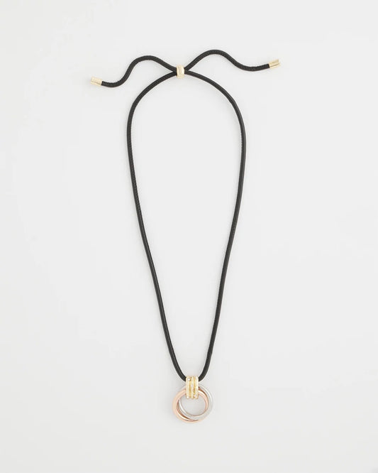 Chico's Adjustable Tri-Tone Pendant Necklace