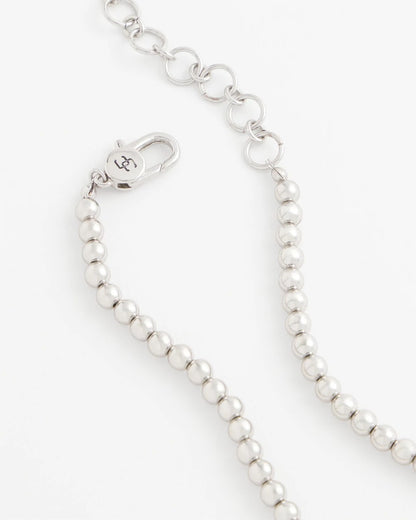 Chico's Silvertone Beaded Necklace