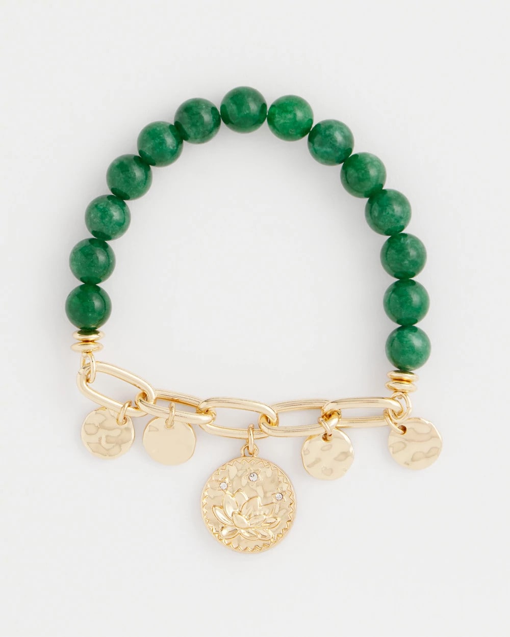 Chico's Green Jade Stone Charm Bracelet