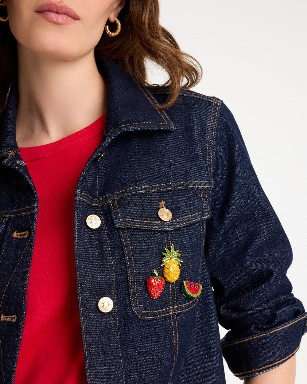 Chico's Fruit Brooch Set