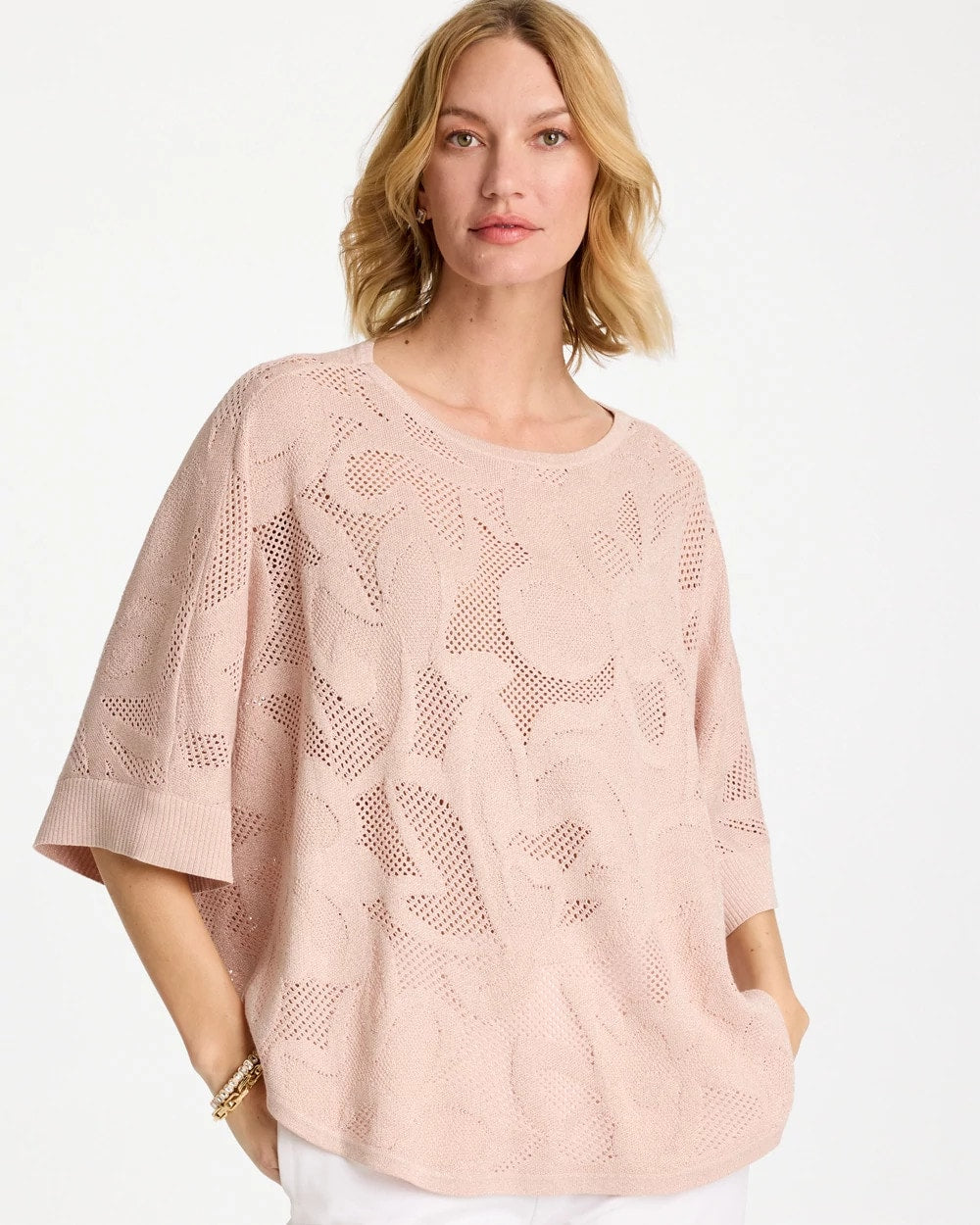 Chico's Boatneck Rounded Hem Poncho