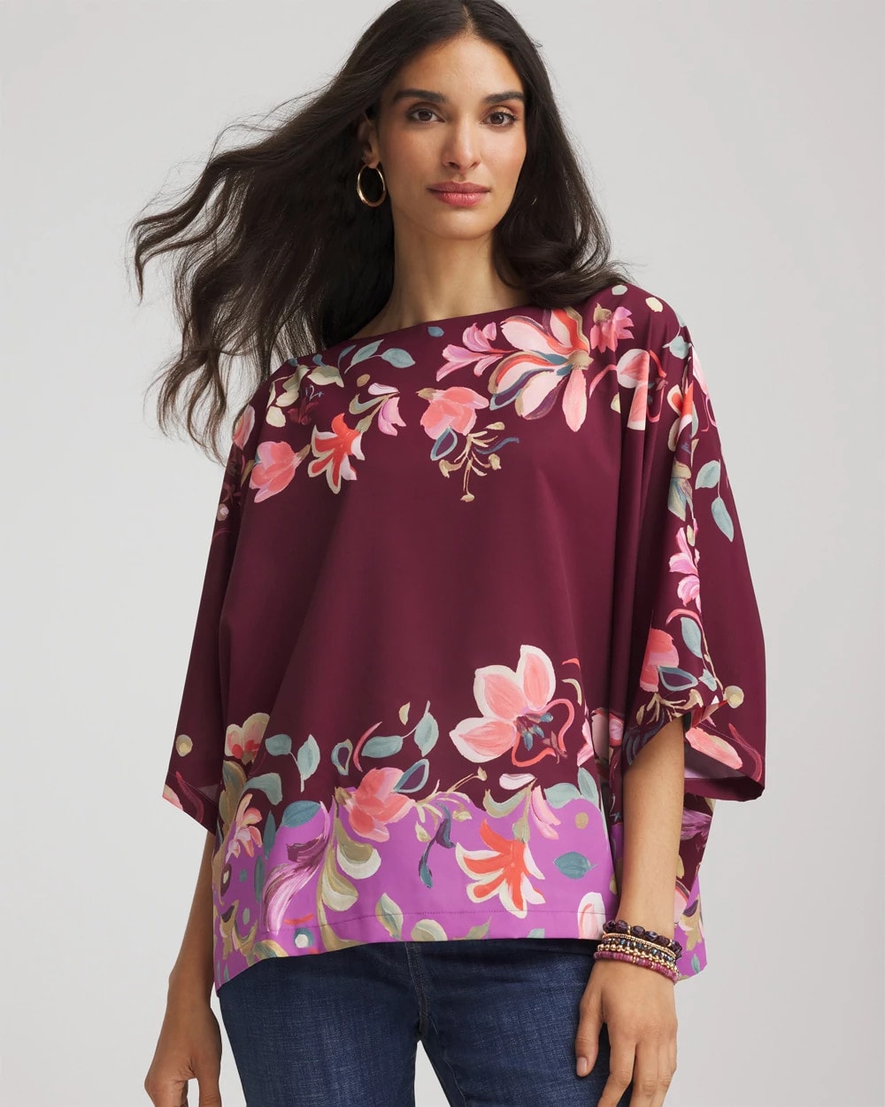 Chico's Printed Boatneck Pullover Poncho