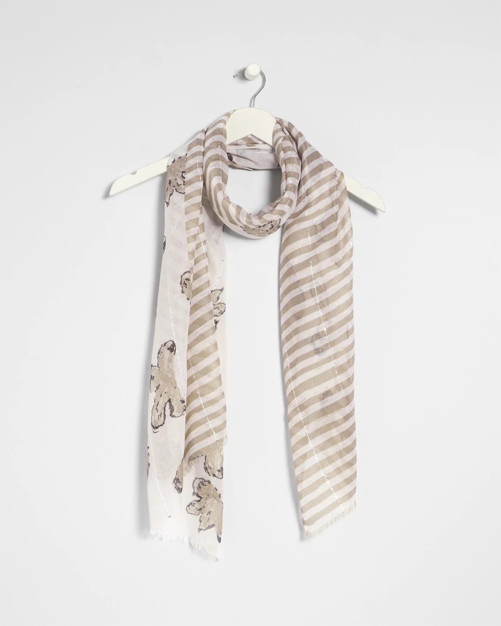 Chico's Striped Floral Oblong Scarf