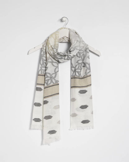 Chico's Neutral Paisley Polka Dot Oblong Scarf