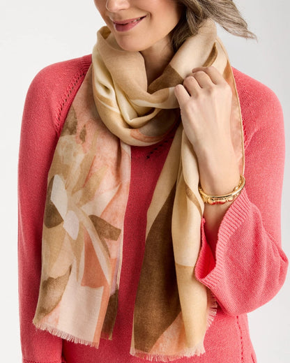 Chico's Neutral Floral Oblong Scarf