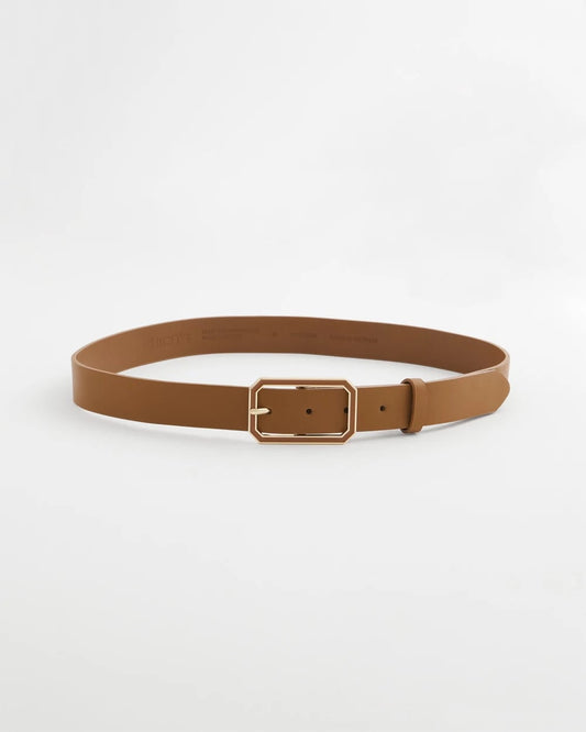 Chico's Cognac Enamel Buckle Trouser Belt