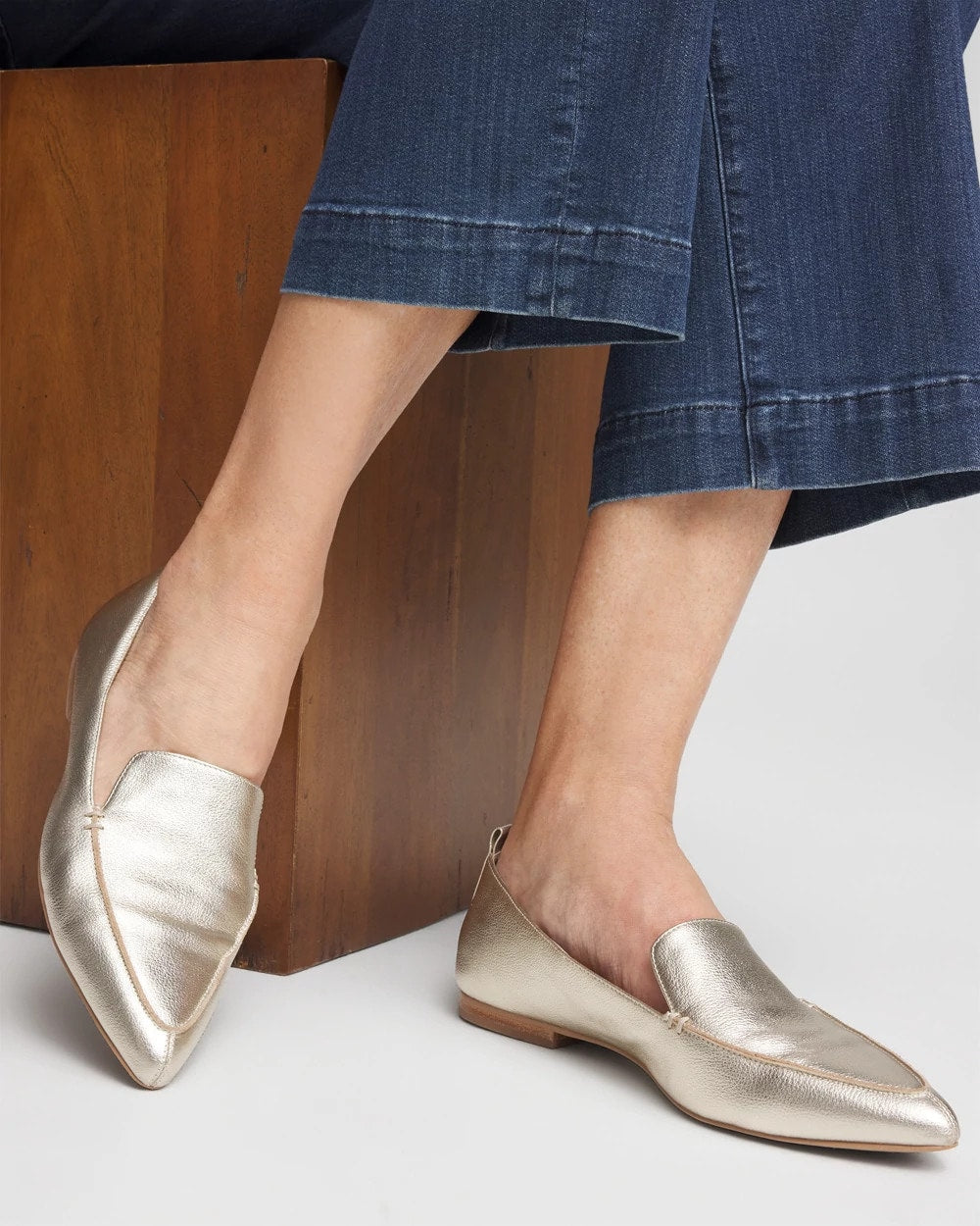 Chico's Gold Metallic Leather Loafer