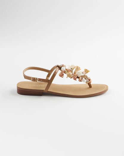 Chico's Beach Seashell T-Strap Sandals