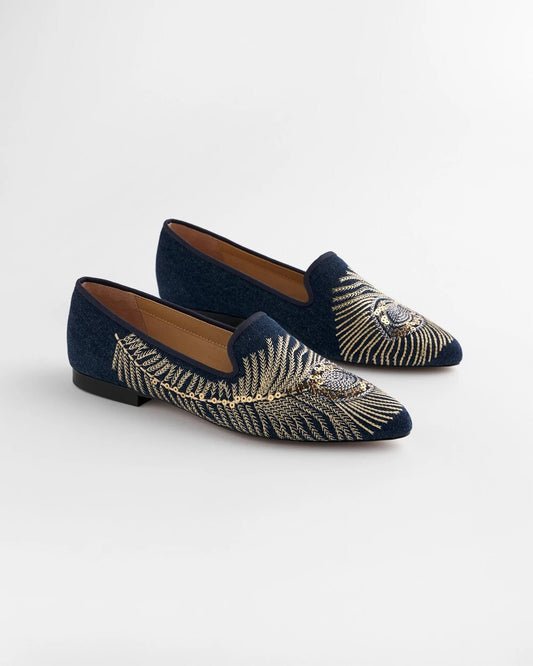 Chico's Peacock Embroidered Flats