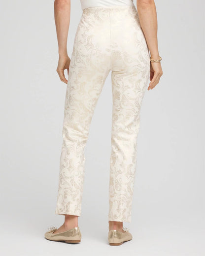 Chico's Juliet Golden Foiled Slim Ankle Pants