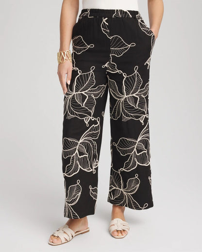 Chico's Embroidered Wide-Leg Cropped Pants