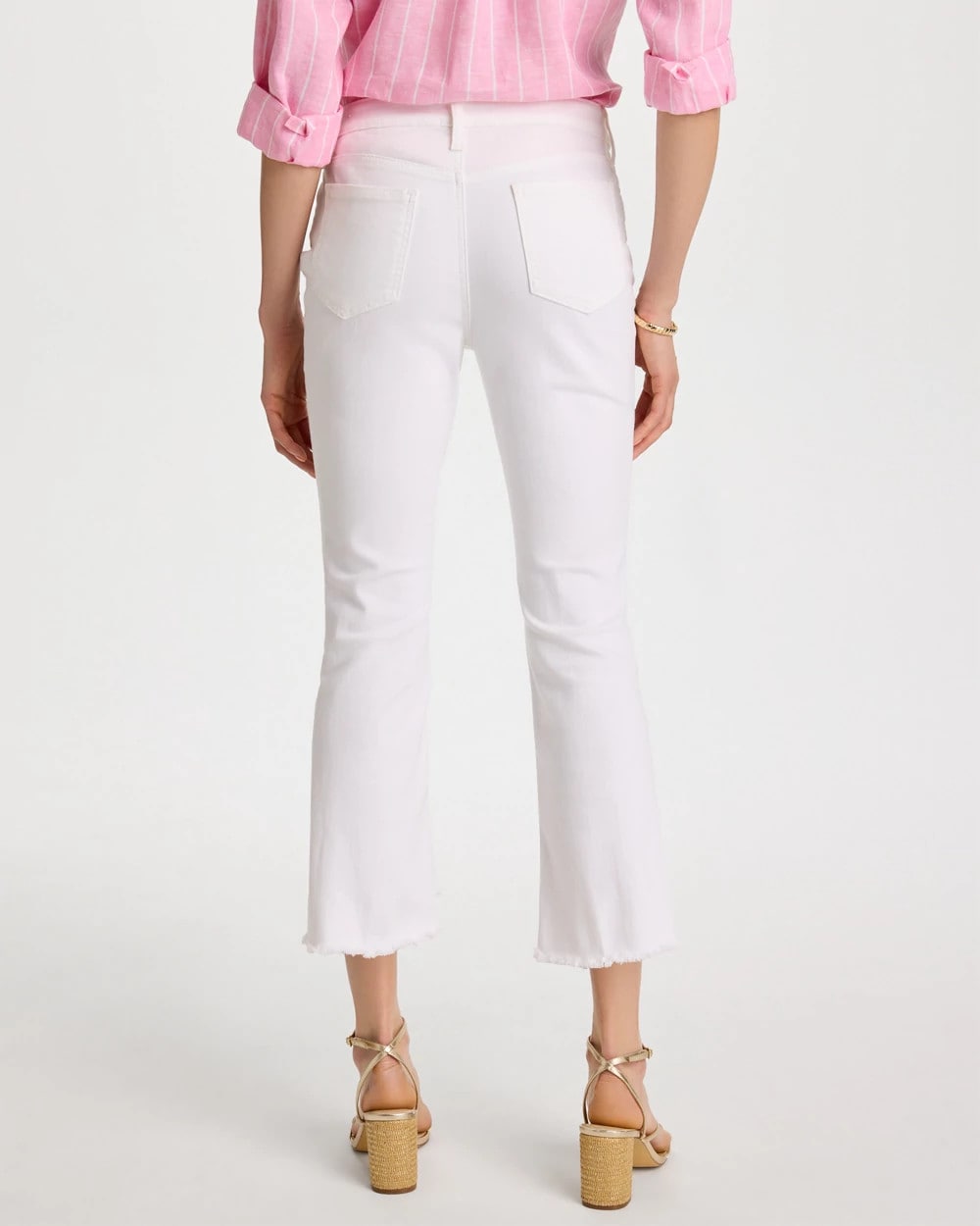 Chico's Petite No Stain Girlfriend Fray Hem Kick Flare Jeans