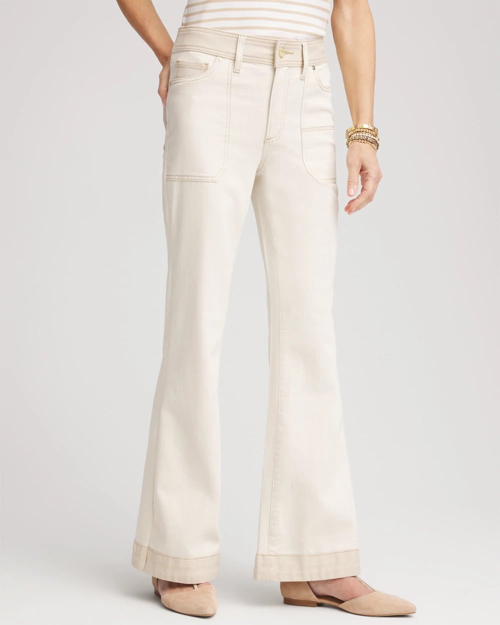 Chico's Colorblock Wide Flare Jeans