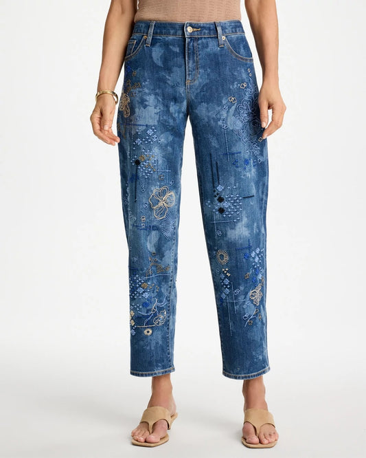 Chico's Relaxed Embroidered Boyfriend Jean