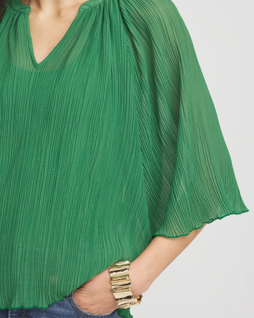 Chico's Textured Pleated Chiffon Blouse