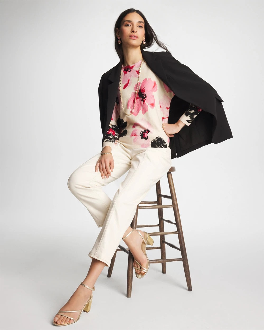 Chico's Printed Bateau Dolman Pullover