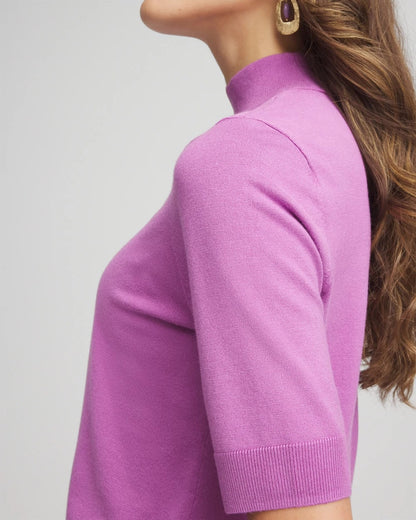 Chico's Ella Elbow Sleeve Mockneck Sweater