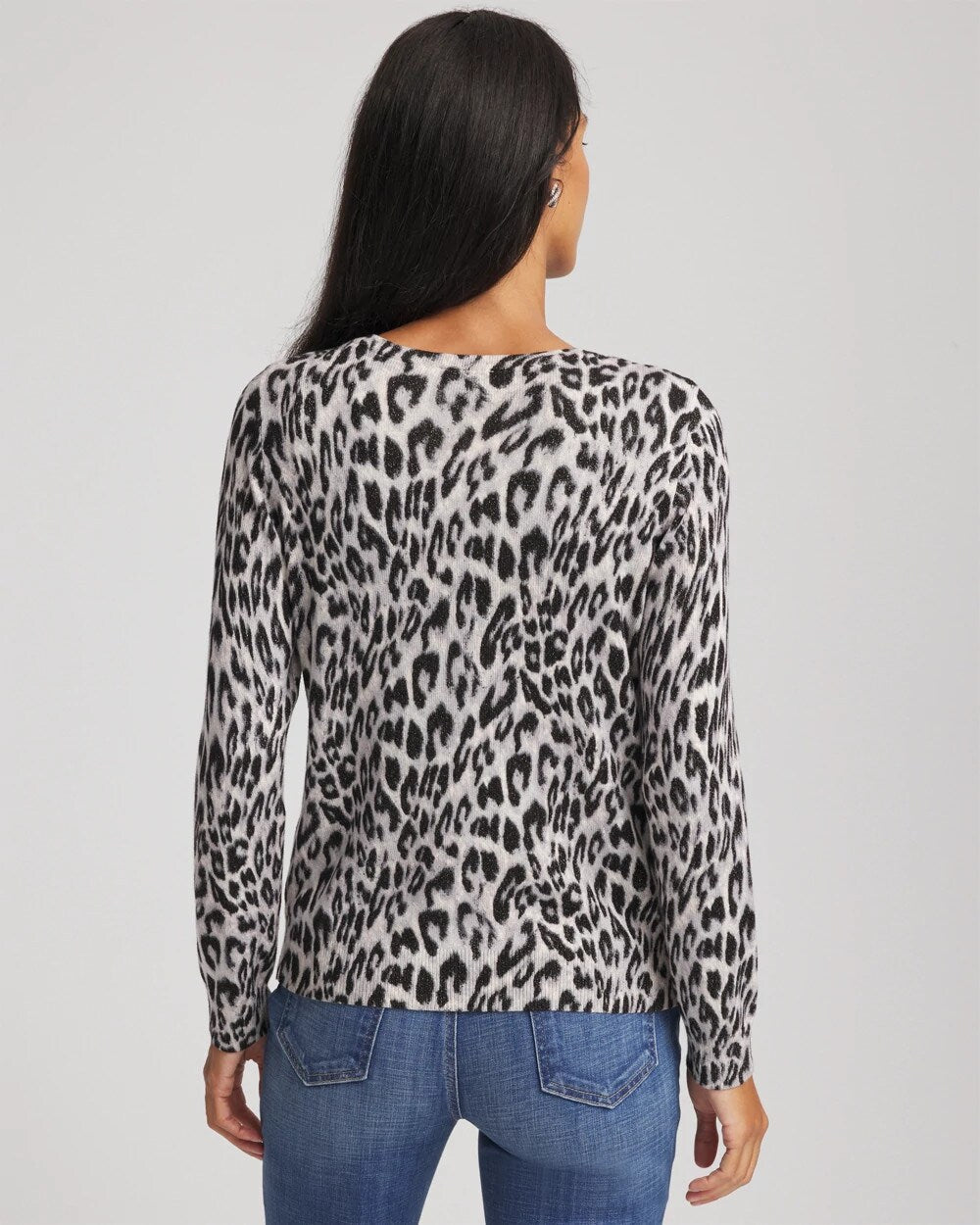 Chico's Animal Crewneck Cardigan