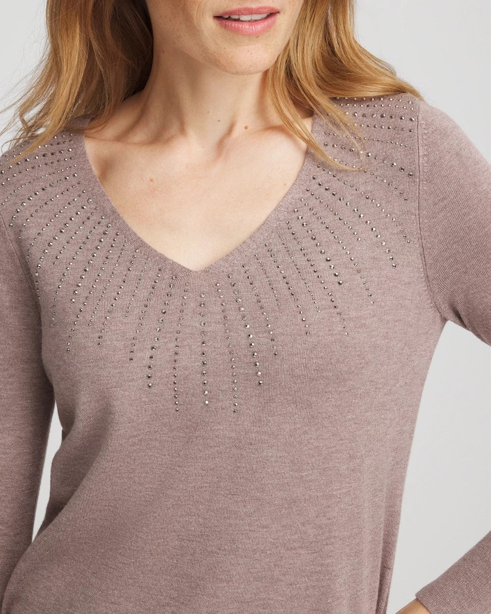 Chico's Ella Embellished V-Neck Sweater