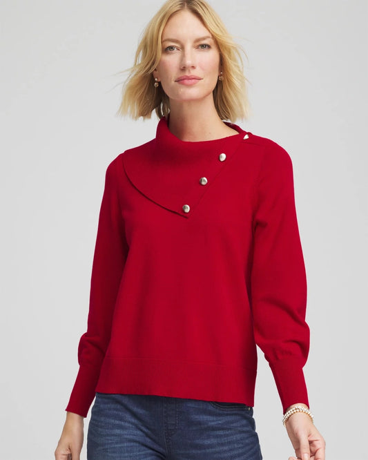 Chico's Button Envelope Neck Sweater
