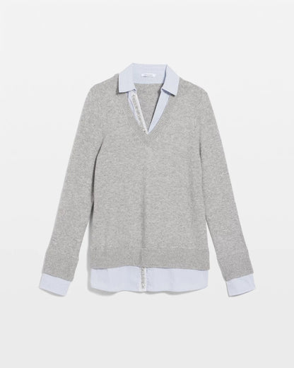 Chico's Sequin Built-In Shirt Knit Sweater