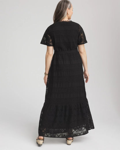 Chico's Petite Crochet-Lace Maxi Dress