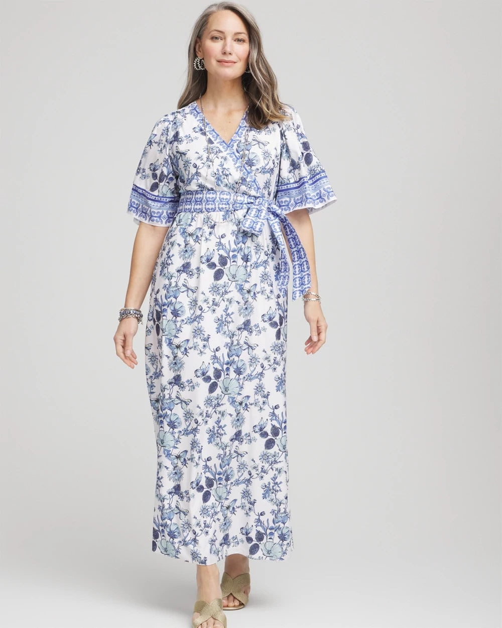 Chico's Surplice Matte Satin Maxi Dress