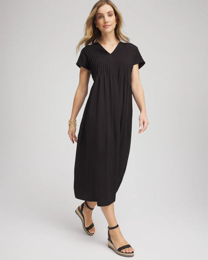 Chico's Silk-Twill Popover Midi Dress