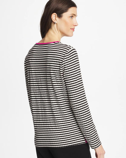 Chico's Zenergy® Striped Jacquard Contrast Pullover Top