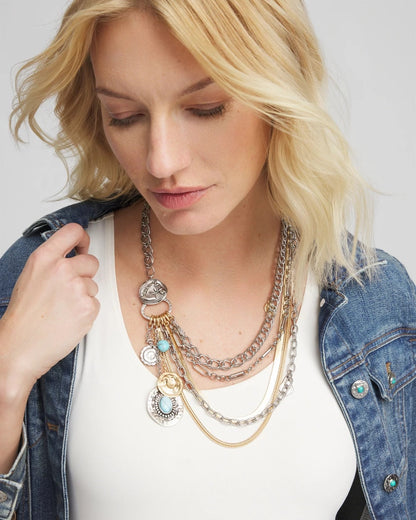 Chico's Equestrian Mixed-Metal Multistrand Necklace