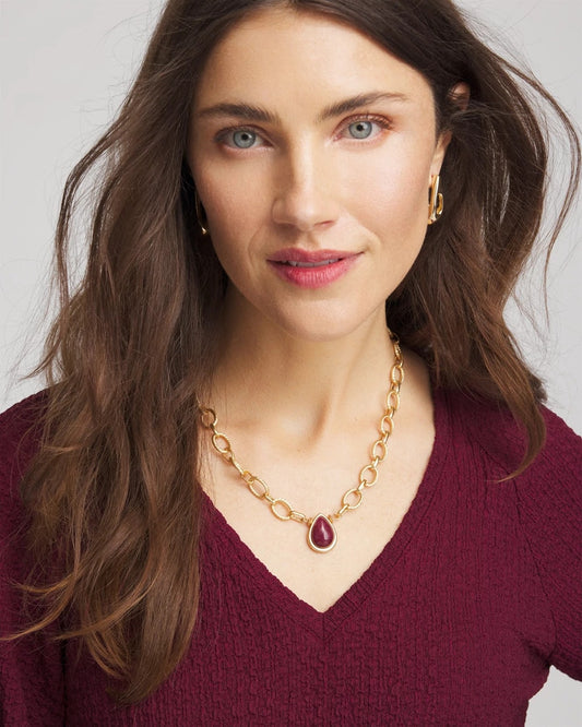 Chico's Convertible Three-Strand Stone Pendant Necklace