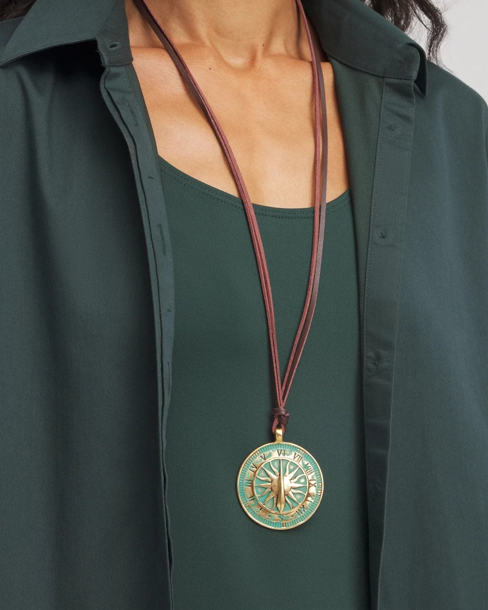 Chico's Sundial Medallion Pendant