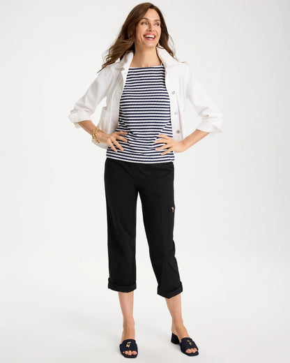 Chico's Cotton Striped Button Tee