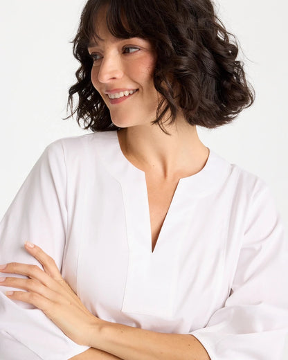 Chico's Poplin Cotton 3/4 Sleeve Popover