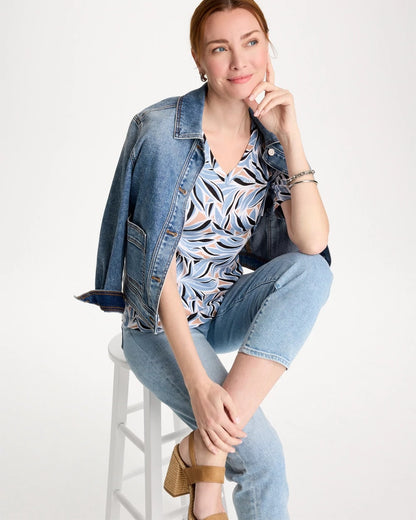 Chico's Printed Pima Elbow-Sleeve Tee