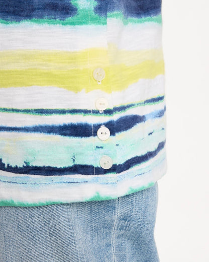 Chico's Striped Cotton Slub Elbow-Sleeve Tee