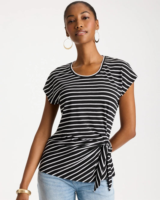 Chico's Striped Tie-Front Tee