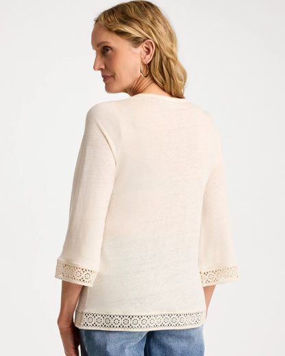 Chico's Linen Crochet Lace Tee